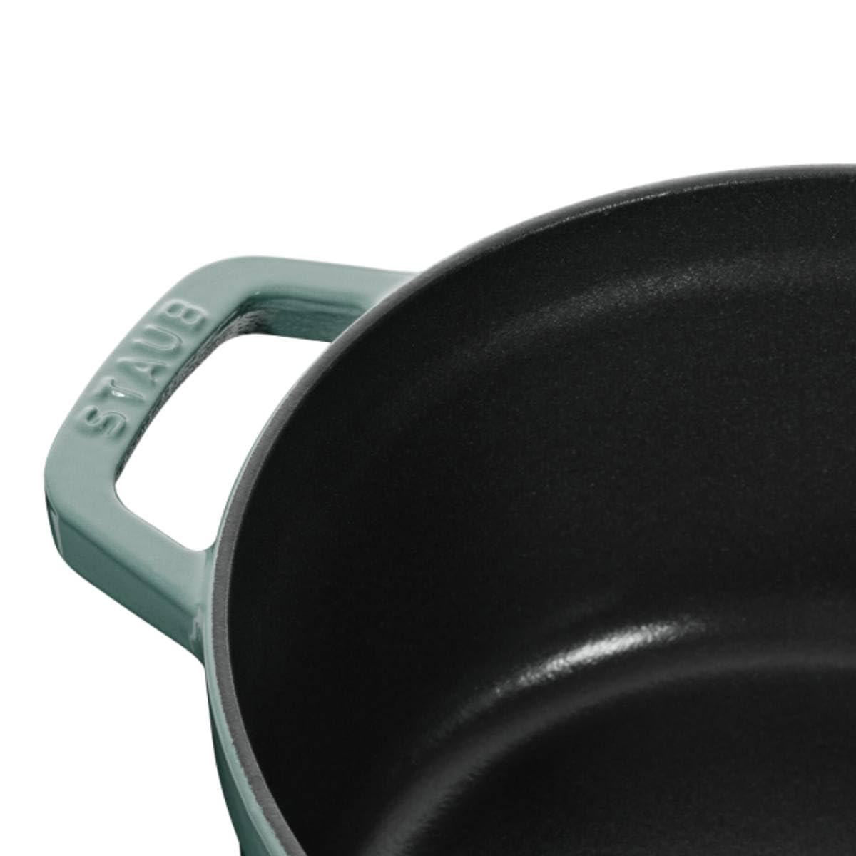 Cast Iron Round Cocotte 26 cm Eucalyptus by STAUB – 26 cm, 5.25 liters, eucalyptus, Model 11026121