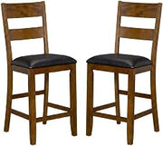 Starlight Canyon Home Rustic Whiskey Mariposa Ladderback Counter Chair 2-Pack, Faux Leather Seat, Rubberwood, Transitional Style, Distressed Finish
