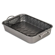 Glad Roasting Pan with Rack, Large Nonstick Carbon Steel, Gray