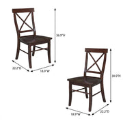 Solid Wood Dining Chair with X-Back Design by Furnifact – Wood, Rich Mocha, Pack of 2