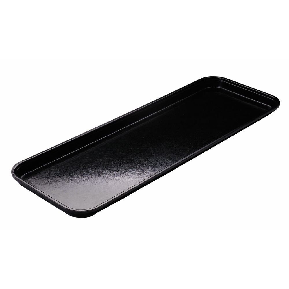 Black 8-7/8" x 25-9/16" x 1" Market Display Tray by Cambro – 22.38 x 21.59 x 2.54 cm, Plastic, Black, Pack of 12, Model 926MT110