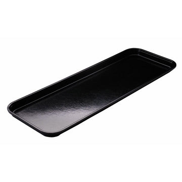 Black 8-7/8" x 25-9/16" x 1" Market Display Tray by Cambro – 22.38 x 21.59 x 2.54 cm, Plastic, Black, Pack of 12, Model 926MT110