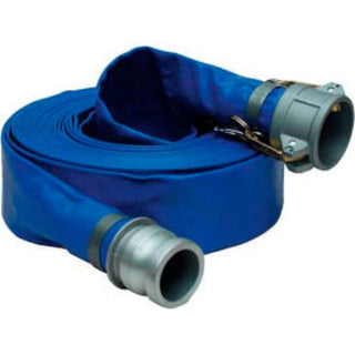 2" x 25' PVC Lay Flat Discharge Hose w/C x E Aluminum Cam & Groove Fittings by Apache – 11"L x 9"W x 3"H, Polyvinyl Chloride (PVC), Blue, Model 98138043