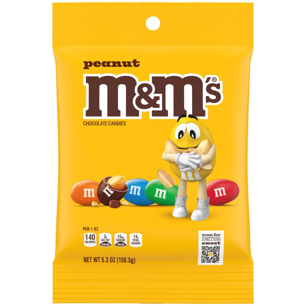 Peanut Chocolate Candy 5.3-Ounce Bag (Pack of 12) by M&M's – 5.3 Ounce (Pack of 12), Pack of 12, Model 548036