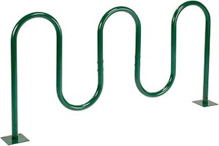 Global Industrial 68" L Wave Bike Rack, Fange Mount, 7-Bike Capacity, Green