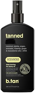 b.tan SPF 0 Deep Tanning Oil | Get Tanned Intensifier Dry Spray - Fast, Ultra Dark, Outdoor Use, Packed with Sun Tan Accelerating Actives, Hydrating Bronze Glow, Beach & Pool Essentials, 8 Fl Oz