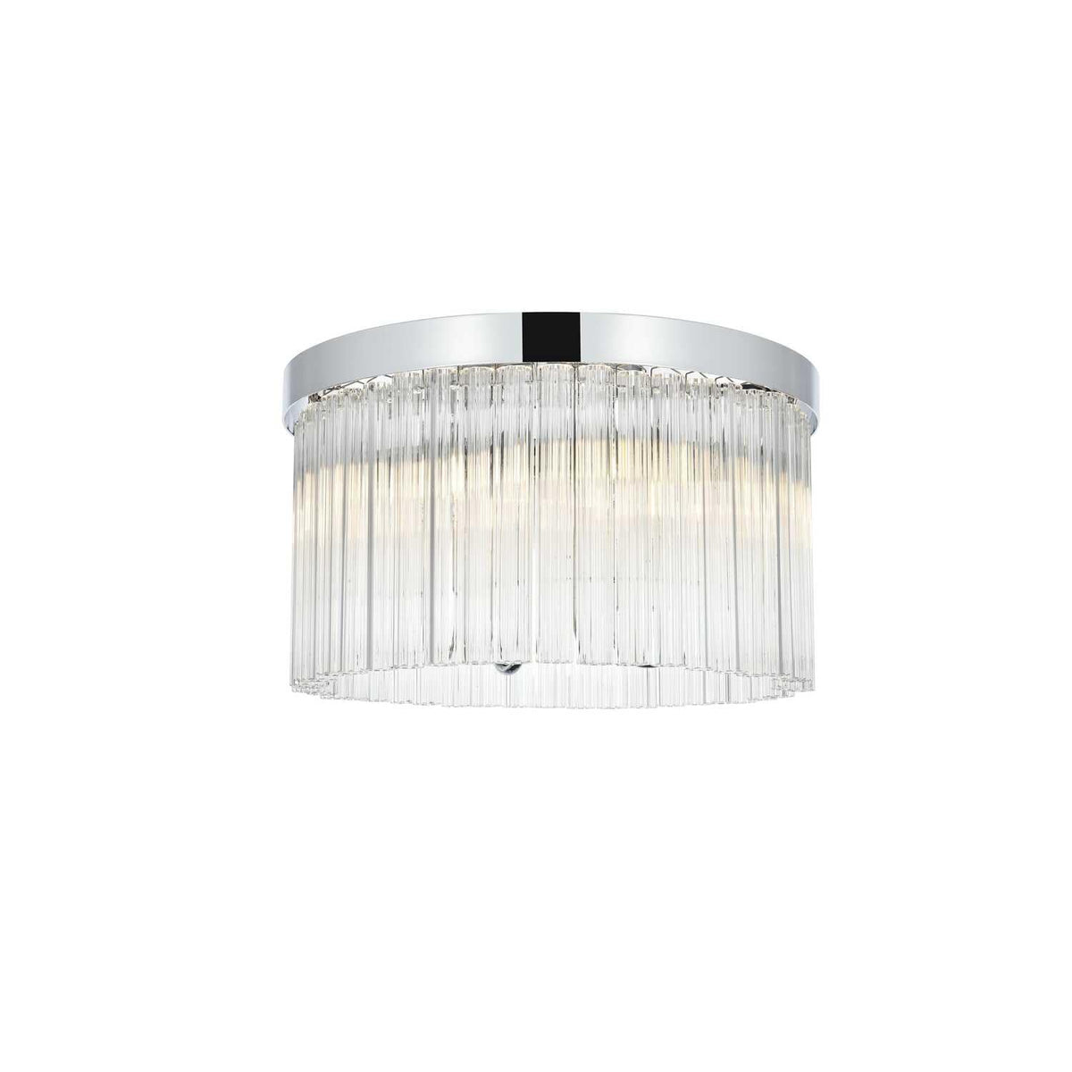 Harlow Four Light Flush Mount Chrome by Lighting Design – Iron, Chrome