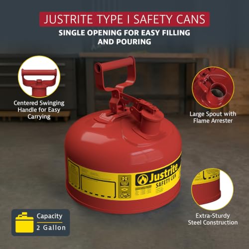 Justrite Red / 2 Gallon / Type I Cans
