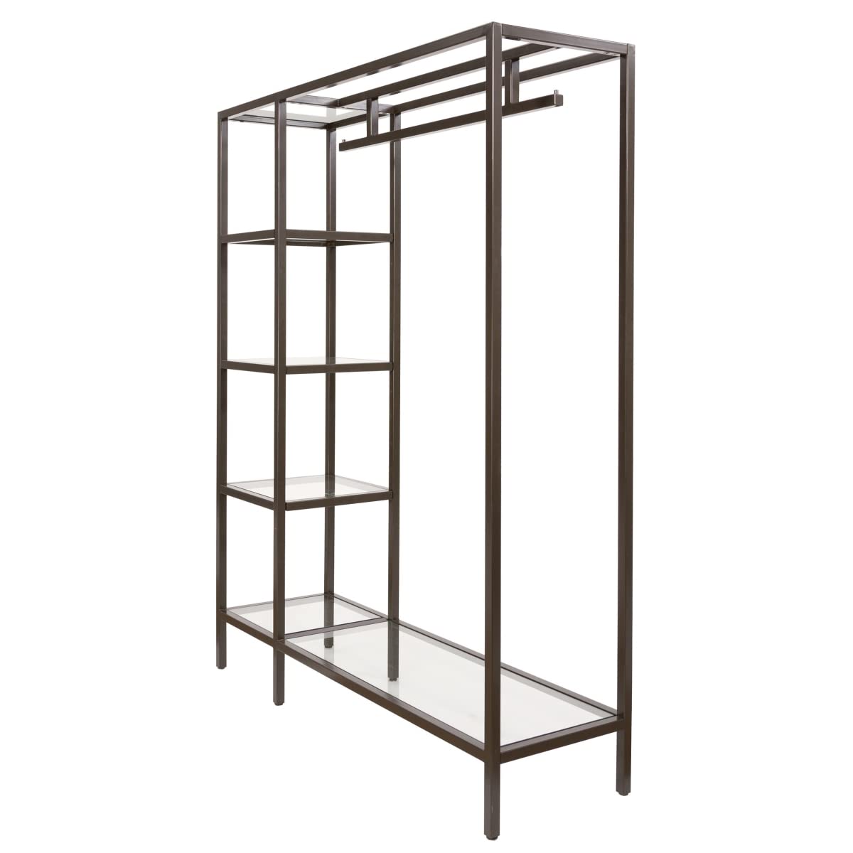 LNHFET, Linea 4-Shelf Statuary Bronze Etagere with Hang Bar by Econoco – Large, Metal, Multicolor, Model 00841134111794
