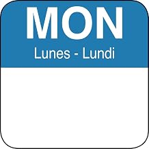 HUBERT Monday Labels Tri-Lingual - 1" Square 1000 Per Roll