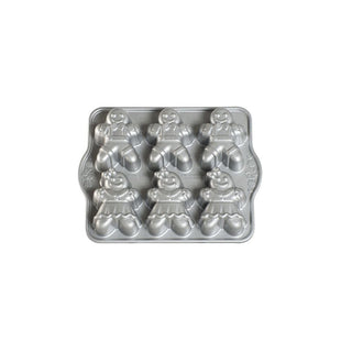 Gingerbread Kids Cakelet Pan by Nordic Ware – 6-Cavities, 12.25 inches, Aluminum, Silver, Model 86948