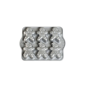 Gingerbread Kids Cakelet Pan by Nordic Ware – 6-Cavities, 12.25 inches, Aluminum, Silver, Model 86948