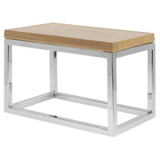 Chrome Display Riser with Butcher Block Top - 7" H by HUBERT – Metal, Gray, Model 74613+18765