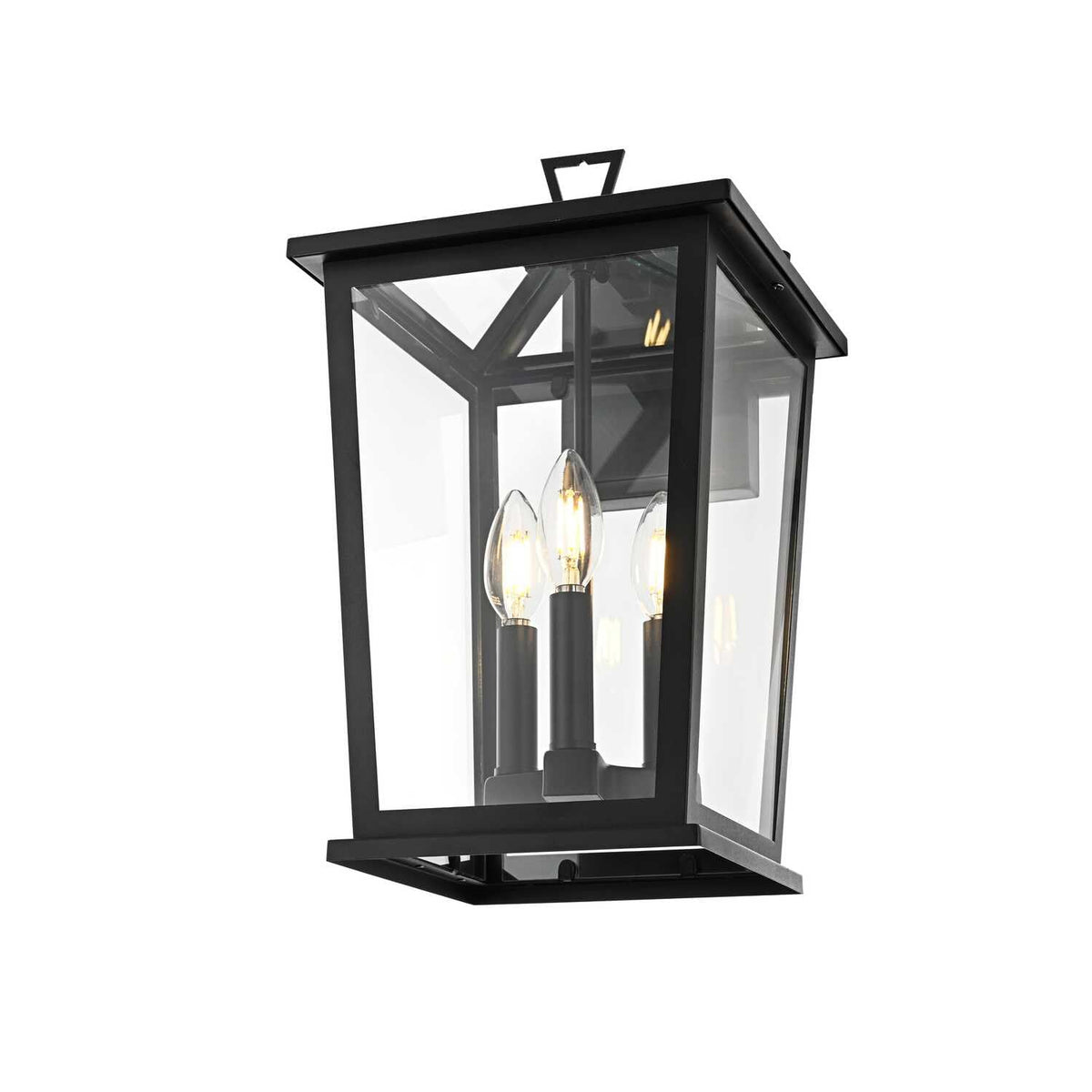 Cayman Three Light Outdoor Wall Sconce Black by Lighting Design – Iron, Black, Model OD332W16BK