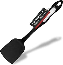 Hamilton Beach Solid Spatula Turner Hard Plastic Heat-Resistant 14in Soft-Touch Ergonomic Handle Heavy Duty, Spatulas Turner for Vegetables & Flipping, Fish, Eggs, Pancakes, & Cookies (Black)