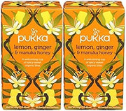 Pukka Herbal Teas Tea - Organic - Lemon Ginger and Manuka Honey - 20 Bags - Pack of 2