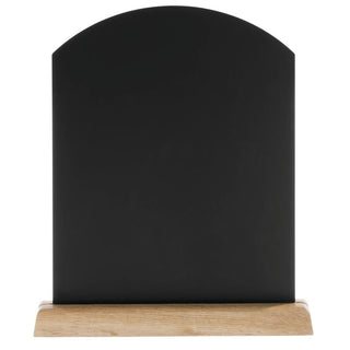 Sign Holder with Wooden Base Black- 8 1/2" L x 11" H by HUBERT – 9"W x 11"H, Plastic, Black, Model 15586