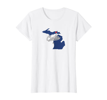 Curtis Michigan Mackinac County MI Map T-Shirt by Curtis Michigan Mackinac County Map – White