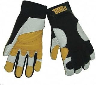 John Tillman Small Black, Pearl and Gold TrueFit Goatskin and Spandex Full Finger Mechanics Gloves with ElasticHook and Loop Cuff (TIL1490S)