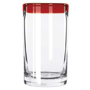Aruba Red Cooler Glass by Libbey – 16 oz, 16.0 ounces, Glass, Clear with Red Rim, Pack of 12