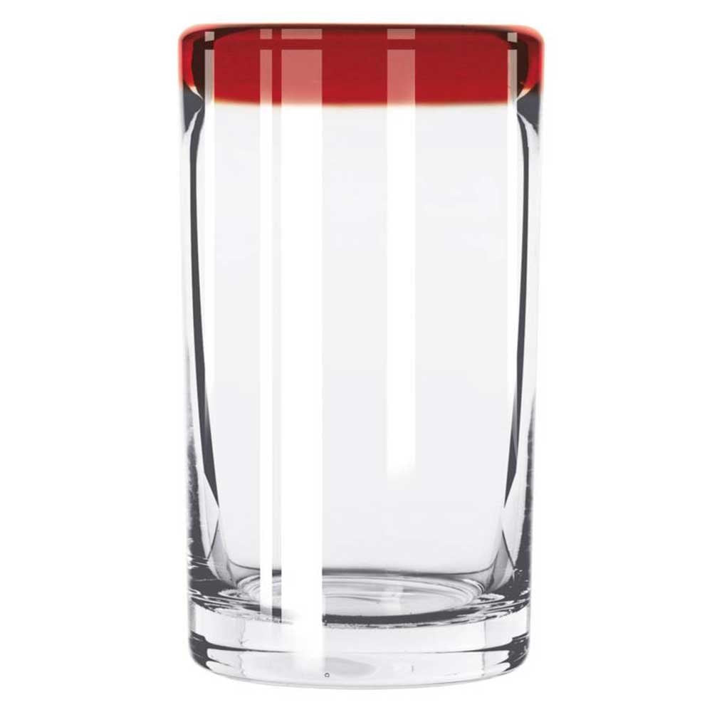 Aruba Red Cooler Glass by Libbey – 16 oz, 16.0 ounces, Glass, Clear with Red Rim, Pack of 12
