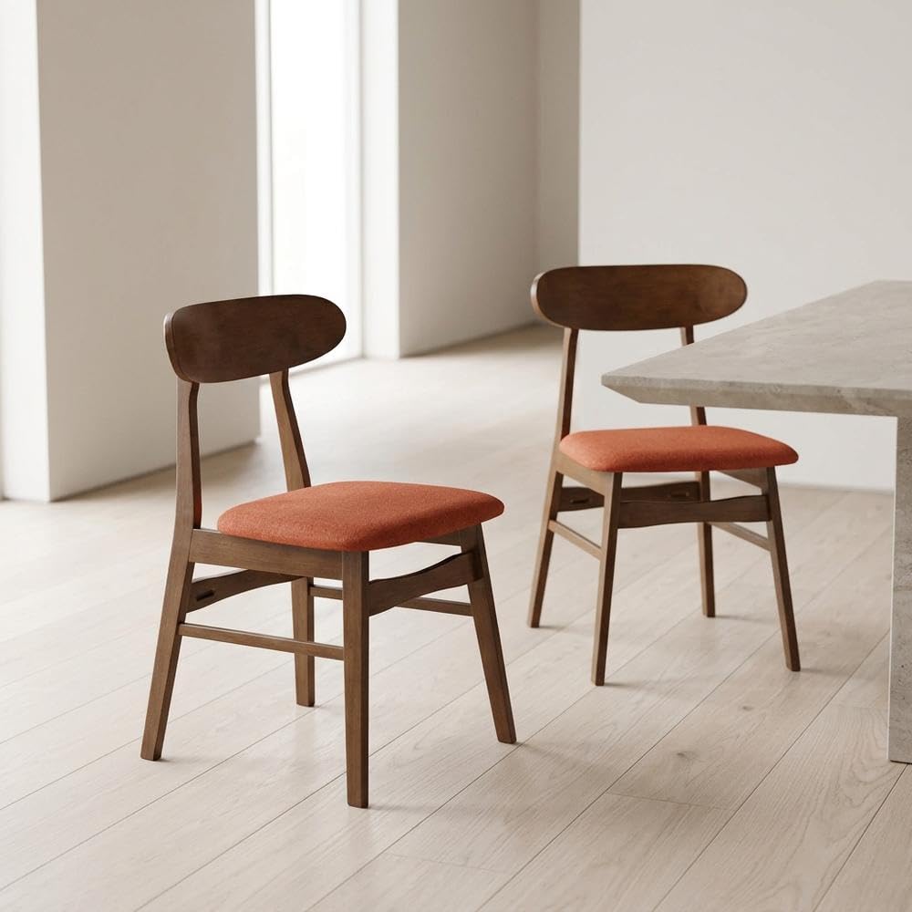 Wooden Dining Chairs with Cushioned Seat Set of by Starlight Canyon Home – Wood, Orange, Pack of 2