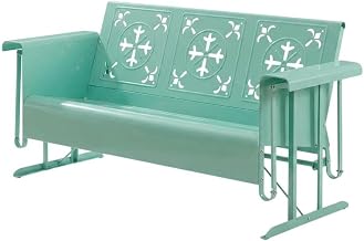 Retro Sofa Glider Blue Outdoor Sofa with Comfortable Seating, Sturdy Frame, Anti-tip Hardware, Ideal for Patio and Garden, Supports 3 People