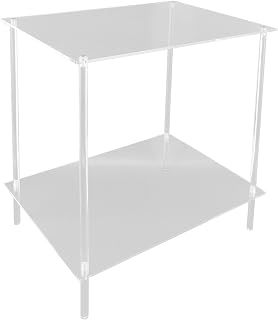 AYNEFY Acrylic Side Table, 2-Tier Lightweight Bedside Table for Living Room & Bedroom, Modern Minimalist Mesa Auxiliar Sala Design, Clear Acrylic End Table