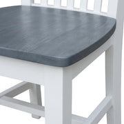 Solid Wood Dining Chair with Tall Mission-Style Back by Furnifact – Wood, White and Heather Gray, Pack of 2