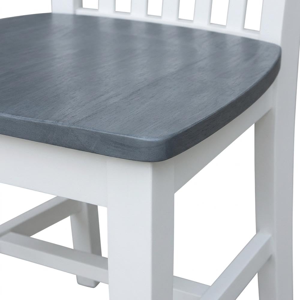 Solid Wood Dining Chair with Tall Mission-Style Back by Furnifact – Wood, White and Heather Gray, Pack of 2
