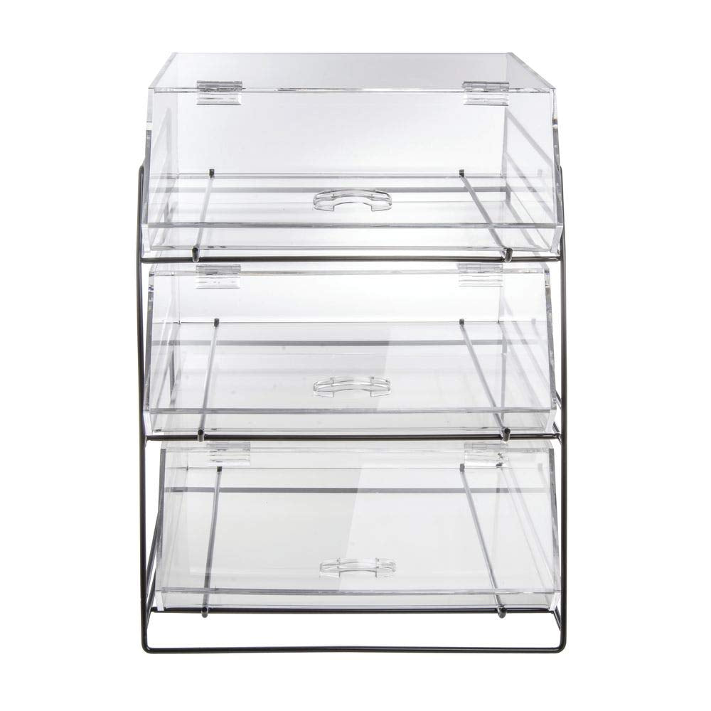 Black 3-Tier Wire Bakery Case by HUBERT – 14.0 liters, Carbon Steel, Black, Model 43616+20819