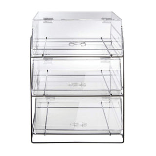 Black 3-Tier Wire Bakery Case by HUBERT – 14.0 liters, Carbon Steel, Black, Model 43616+20819