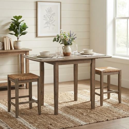 Starlight Canyon Home Acacia Veneer Drop-Leaf Counter Height Dining Table, Wire-Brushed Small Kitchen Dinner Table for Dining Room, Brushed Bisque - image 6