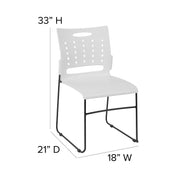 HERCULES Series 881 lb. Capacity White Sled Base Stack Chair with Air-Vent Back by Flash Furniture – Set of 1, Alloy Steel, White, Model RUT-2-WH-GG