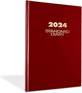 AT-A-GLANCE 2024 Daily Diary, Standard Planner Journal, 12 Month, 7-3/4" x 12", Large, Hardcover, Red (SD3761324)