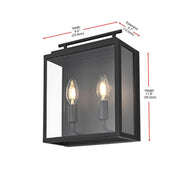 Valentin Two Light Outdoor Wall Sconce Black by Lighting Design – 8.2", Iron, Black