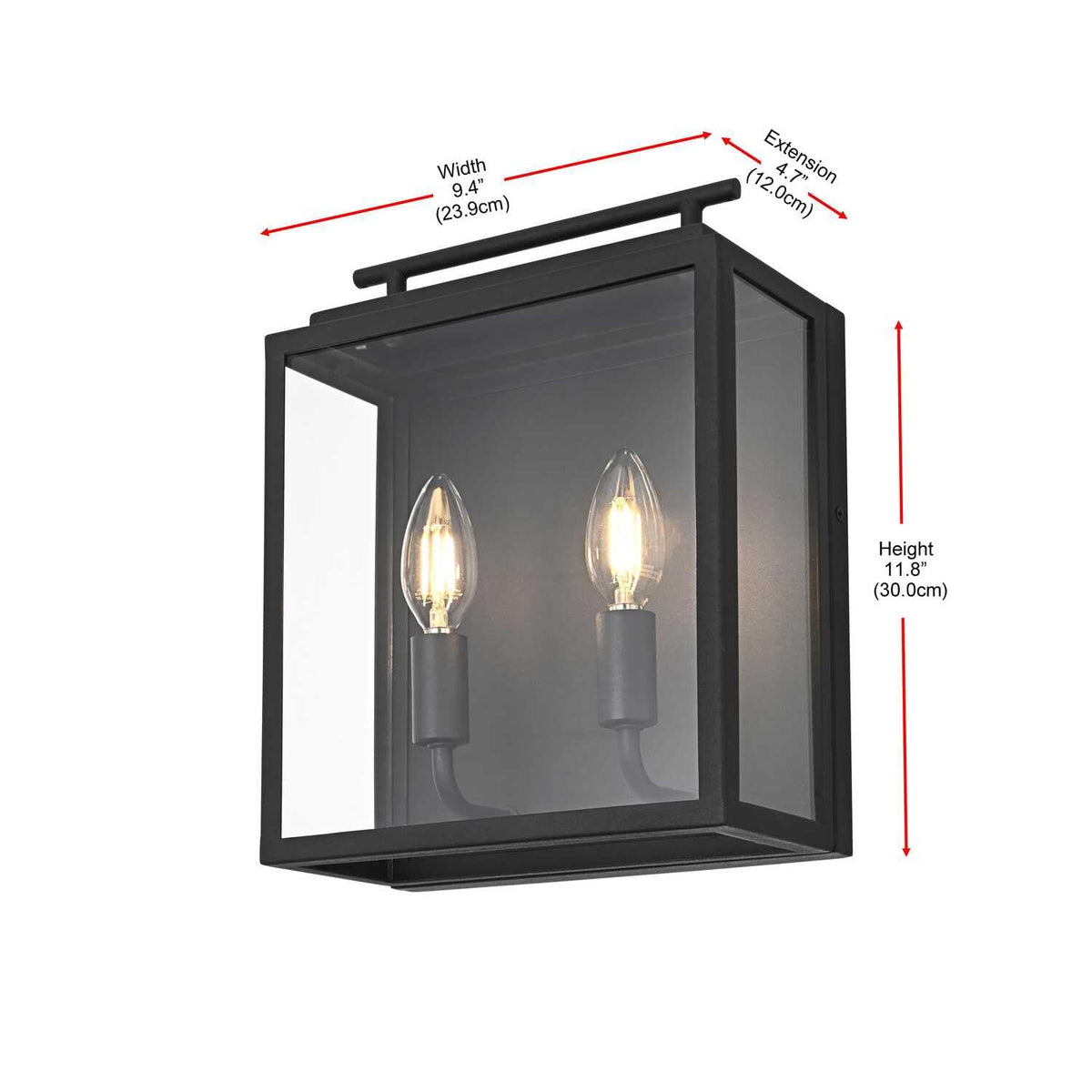 Valentin Two Light Outdoor Wall Sconce Black by Lighting Design – 8.2", Iron, Black