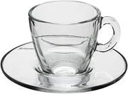 Pasabahce Aqua Coffee Cup with Saucer Set, Glass, Transparent, 6 pcs