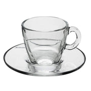 Aqua Coffee Cup with Saucer Set by Pasabahce – 6 Stück (1er Pack), 3.218 liters, Glass, Transparent, Pack of 6