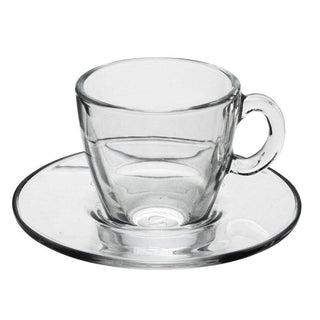Aqua Coffee Cup with Saucer Set by Pasabahce – 6 Stück (1er Pack), 3.218 liters, Glass, Transparent, Pack of 6