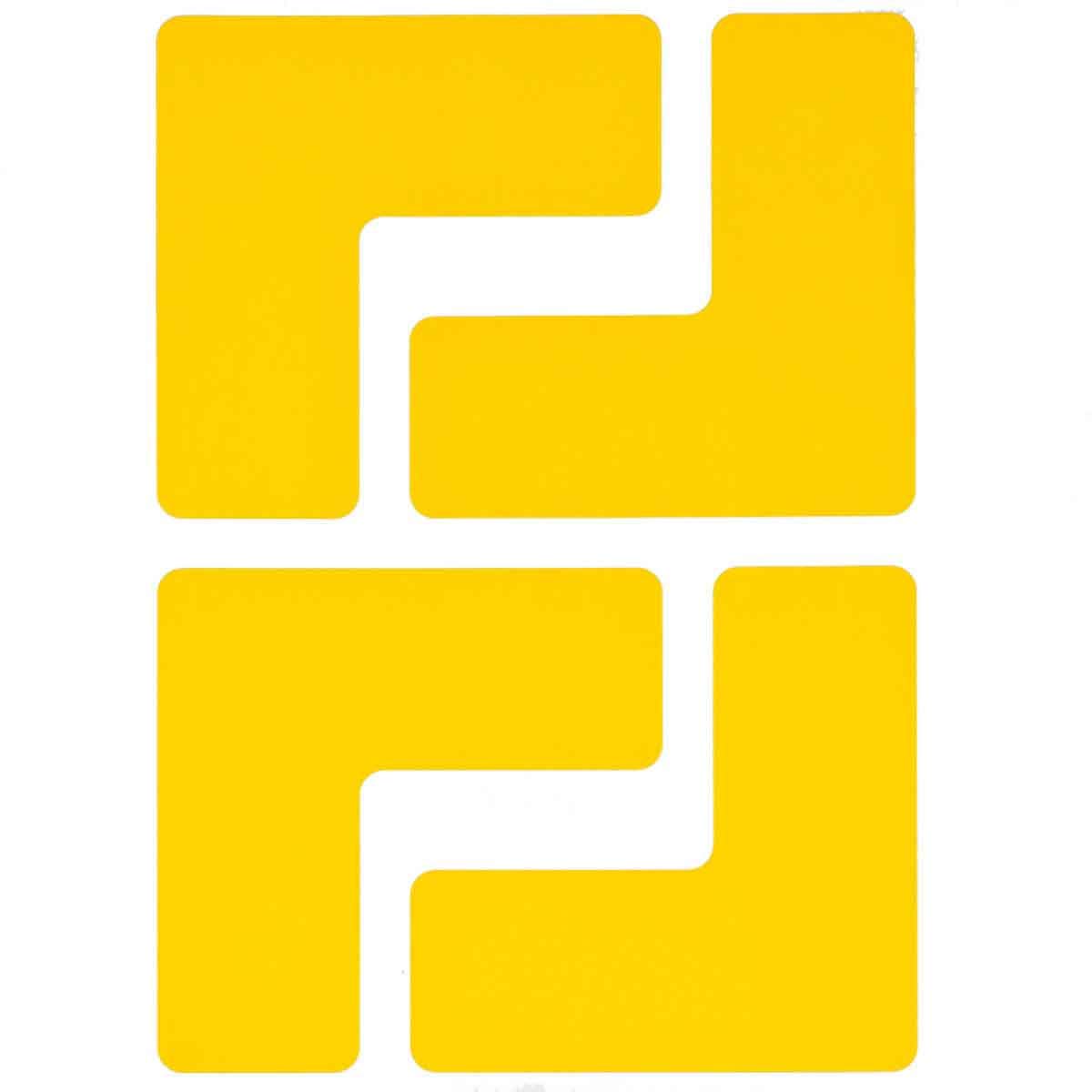 ToughStripe Nonabrasive L Shape Floor Marking Tape by Brady – 1"L x 2"W x 12.5"H, polyester, Yellow, Pack of 20, Model 104433
