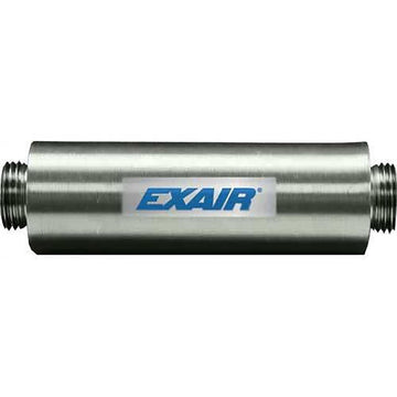 Straight Through Muffler For 3/8" NPT by EXAIR – 10"L x 4"W x 2"H, Aluminum, Multicolor, Model 890002