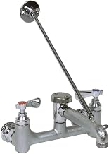 BK Resource Optiflow Heavy Duty Commercial Sink Service Faucet, Wall Bracket, 8" O.C Splash Mount, Check Valve, Garden Hose Threaded End, NSF, CSA