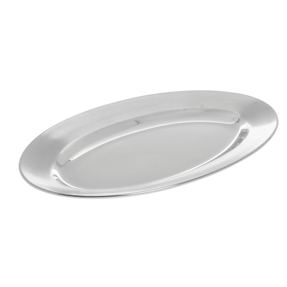 Silver Serving Tray Oval Stainless Steel -11 3/4"L x 7 3/4"W by HUBERT – Stainless Steel, Silver