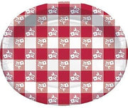 Creative Converting Club Pack Summer Theme Red Gingham Pattern Printed Paper Platter 10in x 12in, Box of 96 Platters