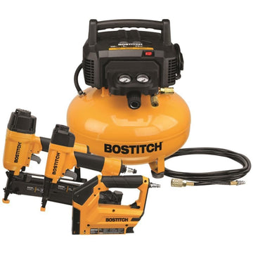 3-Tool/Compressor Combo Kit by Bostitch – One Size, 6.0 gallons, Blend, Yellow, Model BTFP3KIT