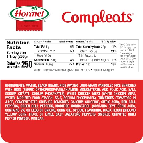 HORMEL COMPLEATS Chicken Burrito Bowl / 9 Ounce (Pack of 6) / 6 Seasoned Rice