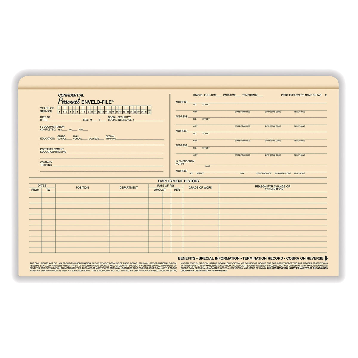 ComplyRight A0731 Paper Legal Folder, 9 1/2" x 15", Manila, 25/Pack - Default Title
