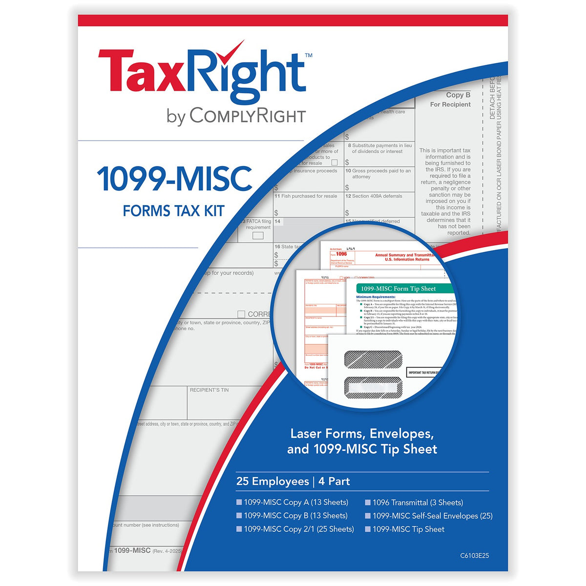 ComplyRight Paper Tax Form, 8 1/2" x 11", White - 25/Pack