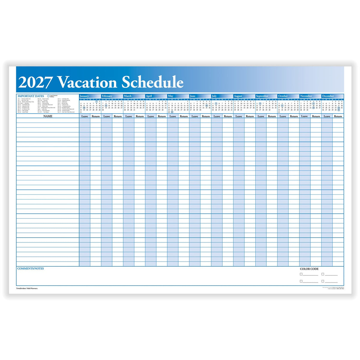 ComplyRight J0063 Paper Vacation Schedule, 24" x 36" - Default Title